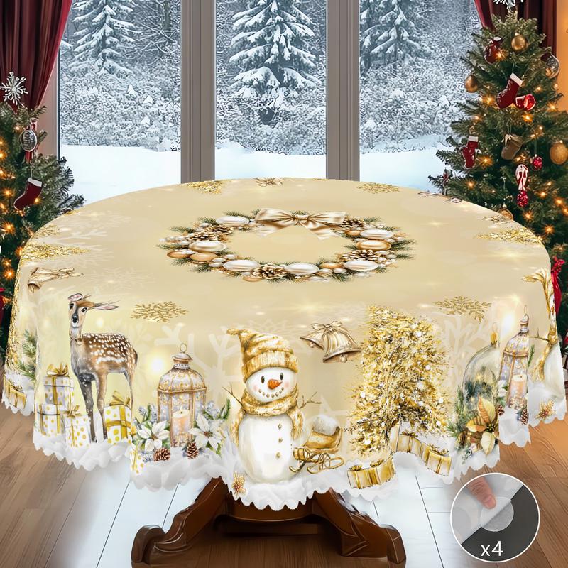 Mantel navideño de primera calidad: un encantador diseño de Papá Noel y renos para disfrutar de momentos alegres en familia.-ES