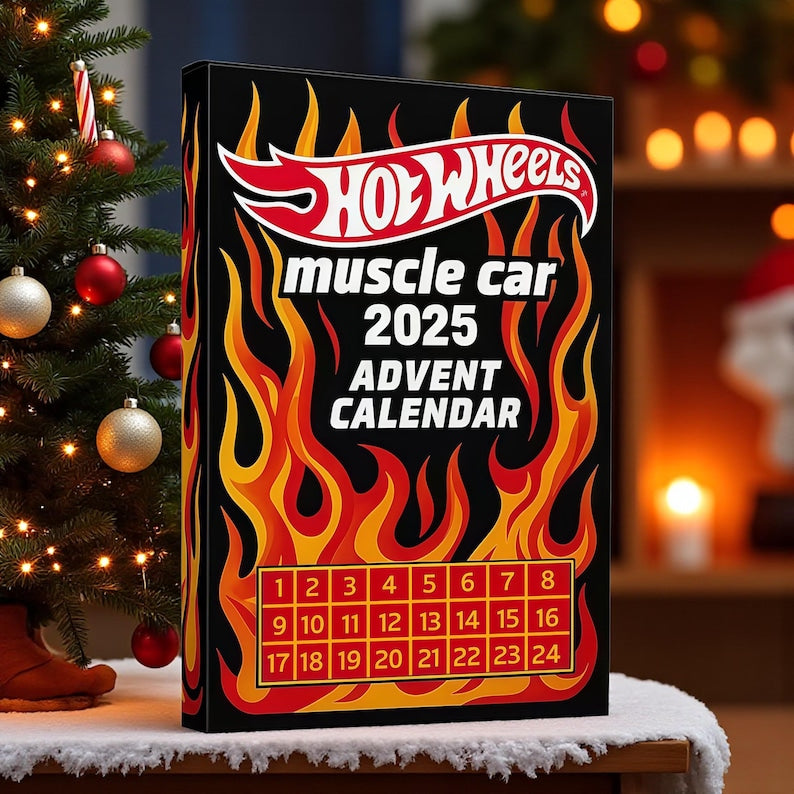 🔥¡Oferta imperdible! - 50% de descuento🔥 - 🚗Calendario de Adviento de coches de juguete Hot Wheels Muscle - 24 días (hasta 2025)🎄-ES
