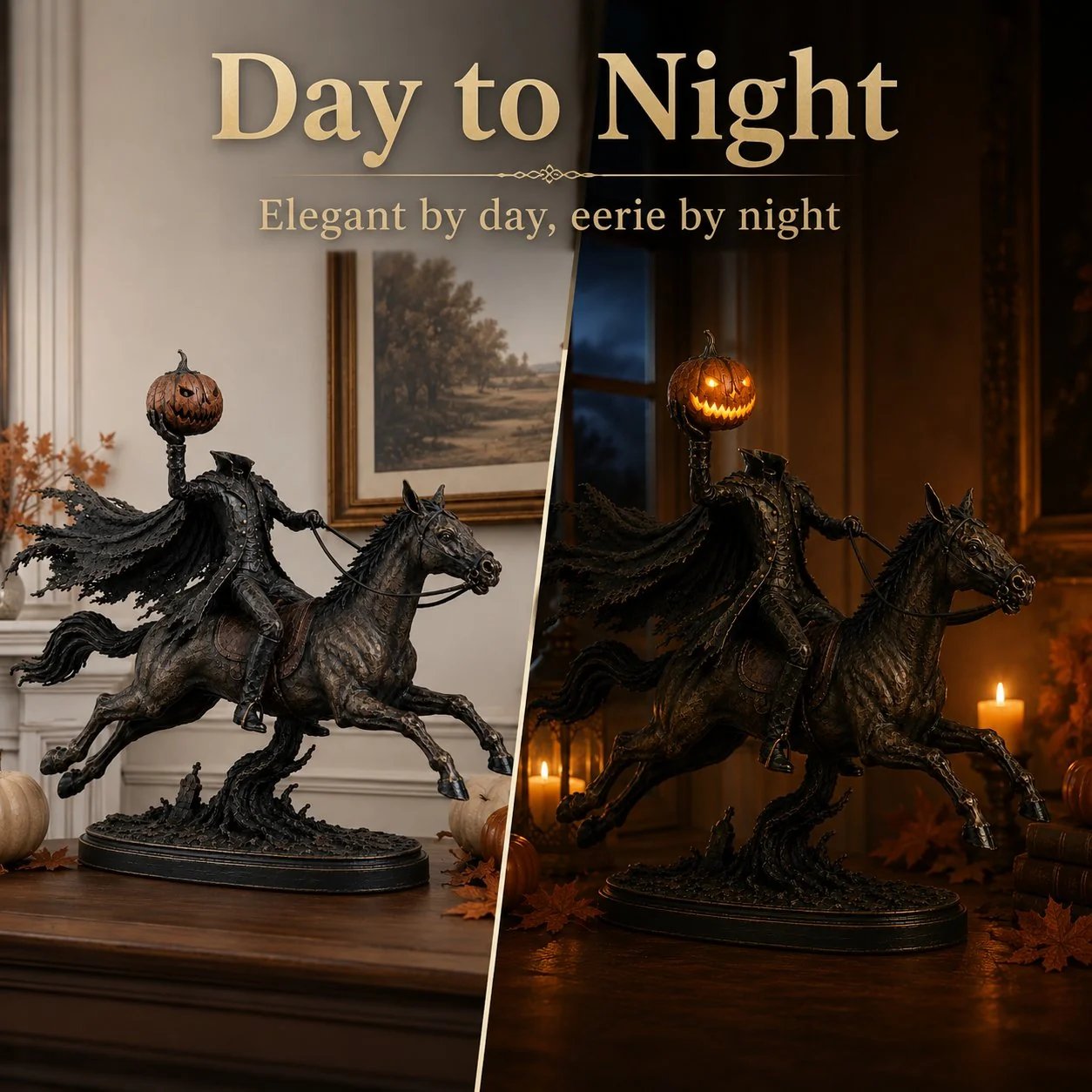 „Midnight Chase“ begalvio raitelio LED figūrėlė – Helovino dekoracija-LT