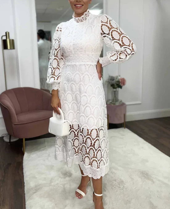 Vestido midi de mujer con escote elegante y vaporoso.-ES