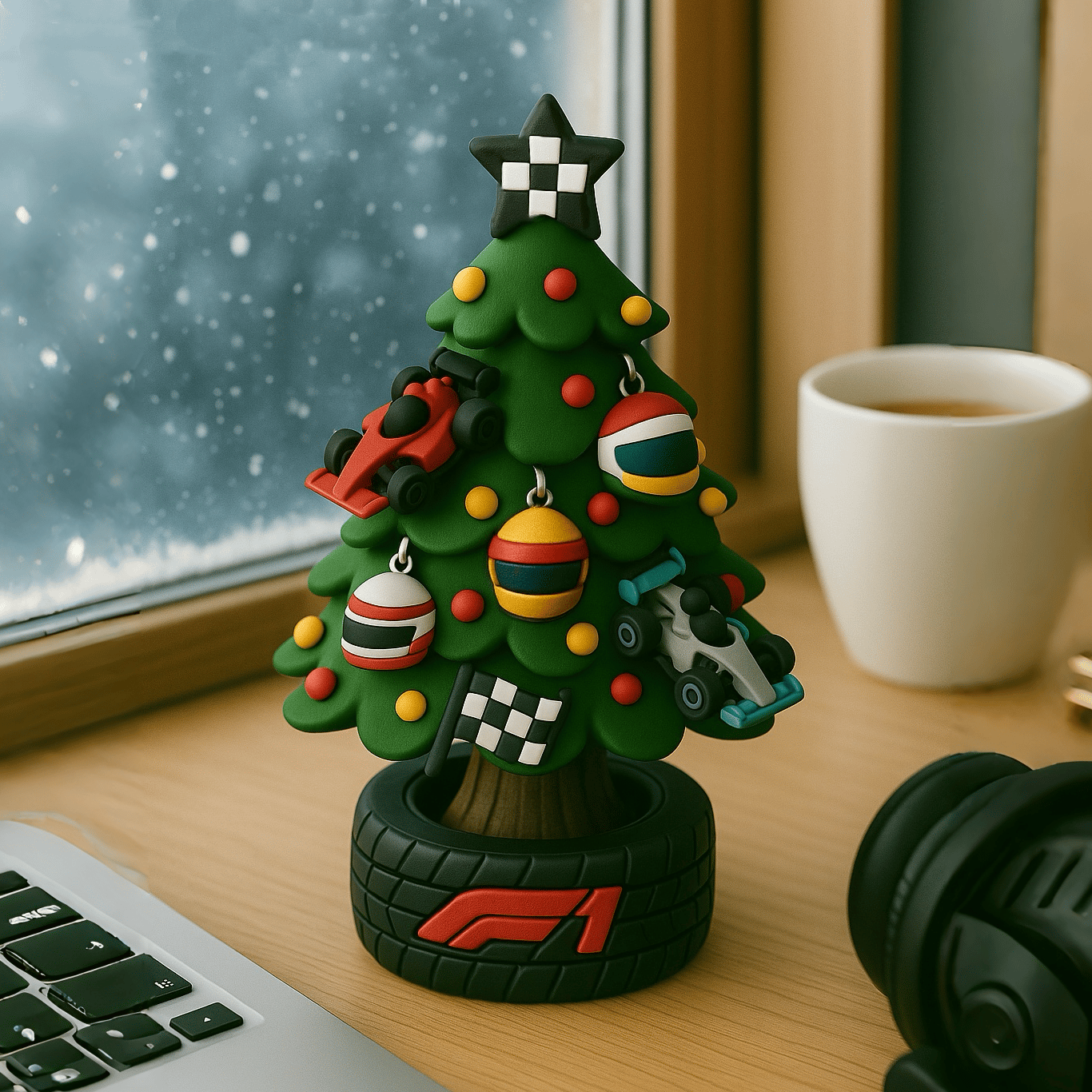 🎄🏎️ Μινιατούρα Χριστουγεννιάτικο Δέντρο σε Στυλ Ομάδας F1-GR