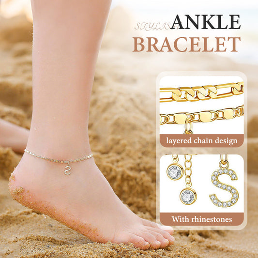 Χρυσό βραχιόλι αστραγάλου σε στρώσεις για γυναίκες-GR