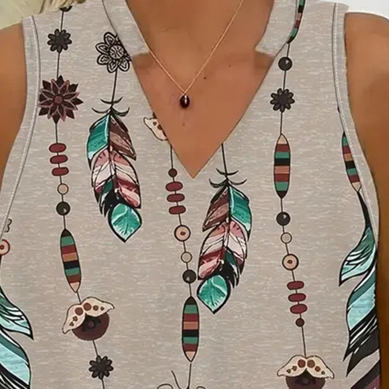 【L-4XL】🌸Dvodijelni komplet bez rukava s printom i V-izrezom-HR