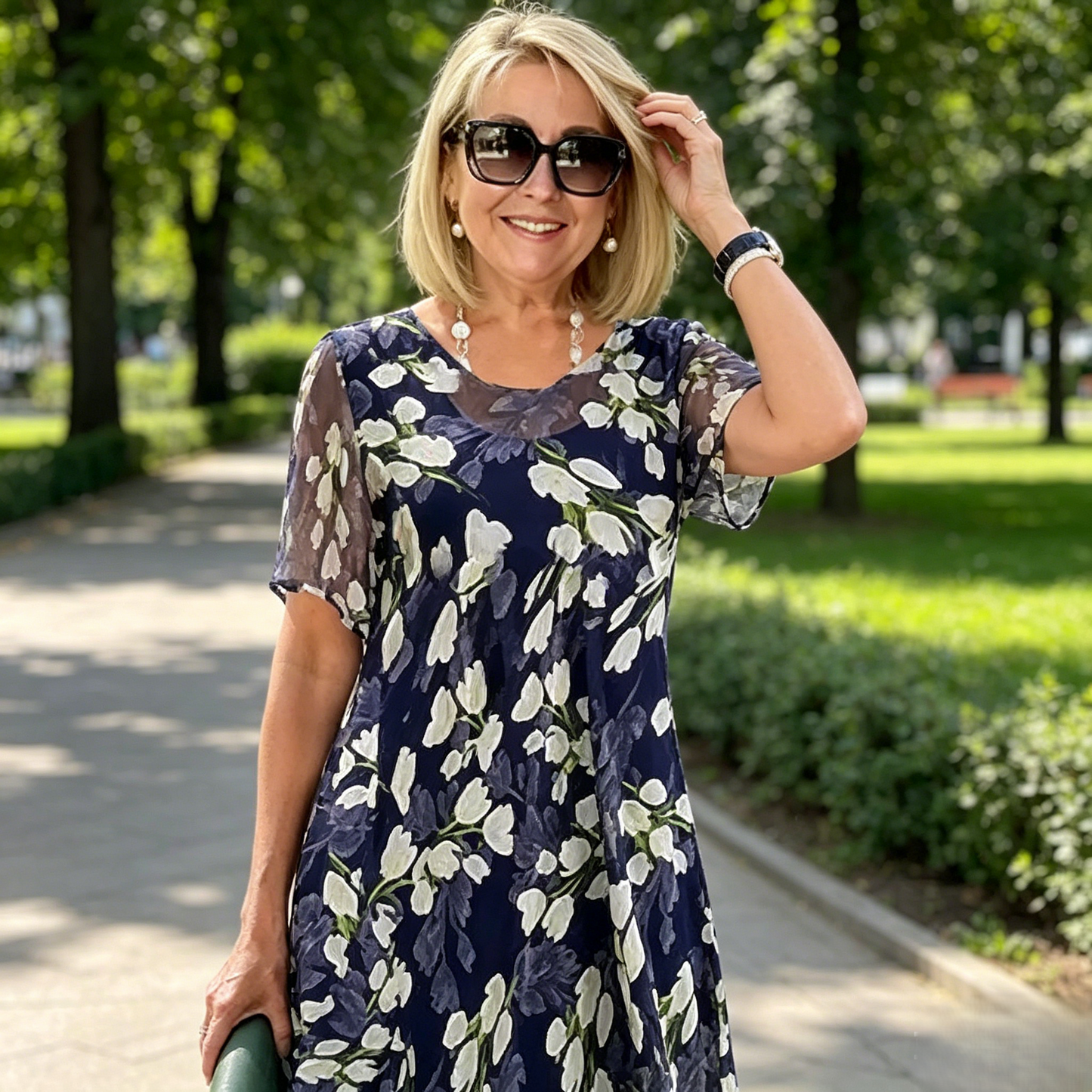 Moteriška A formos vakarinė suknelė su gėlių raštu👗-LT