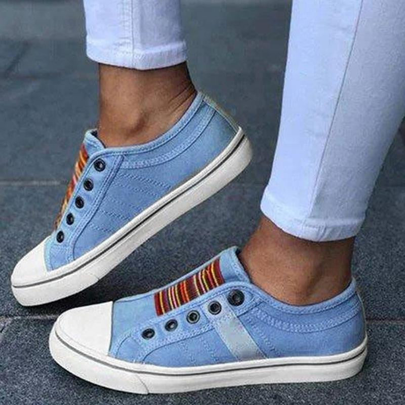 2025 Nuevos zapatos ortopédicos de verano Vintage Denim Slip On-ES