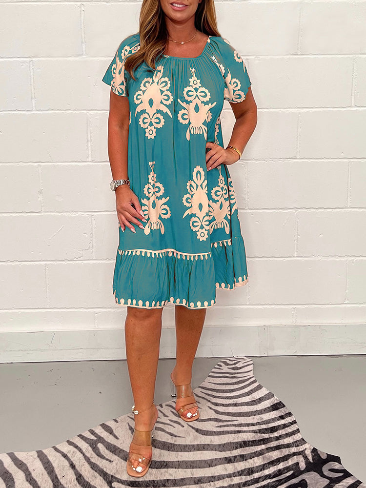 💃Vestido geométrico con escote cuadrado💟-ES
