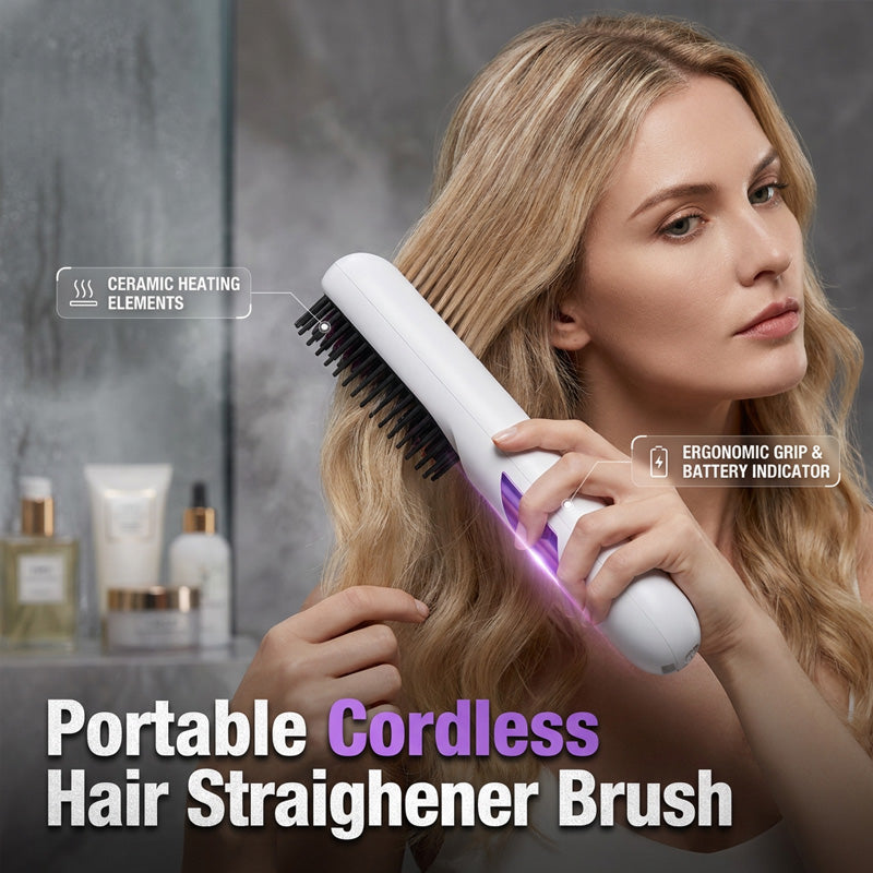 Večnamenska brezžična keramična krtača za ravnanje las-SI
