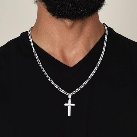 ⛓️ DABAR 50 % NUOLAIDA! ✝️ Vyriškas nerūdijančio plieno kryželio vėrinys – nesenstantis simbolis, patvarios medžiagos ir dovanų pakuotė-LT