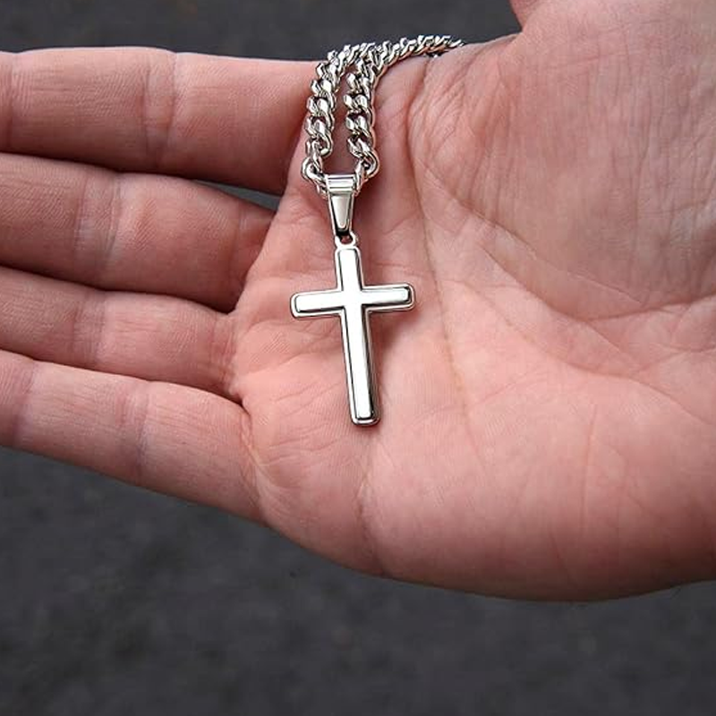 ⛓️ DABAR 50 % NUOLAIDA! ✝️ Vyriškas nerūdijančio plieno kryželio vėrinys – nesenstantis simbolis, patvarios medžiagos ir dovanų pakuotė-LT