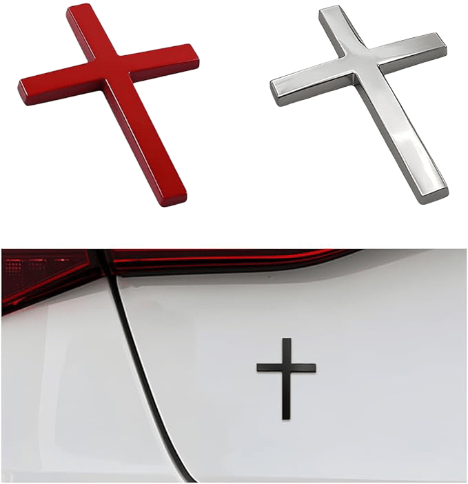 3D kovinska nalepka za avto s križem-SI