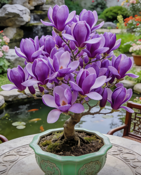 Magnolijos liliifloros svogūnėliai (violetinės orchidėjos) 🌸 Žiedai slepia lapus, ore tvyro kvapas-LT