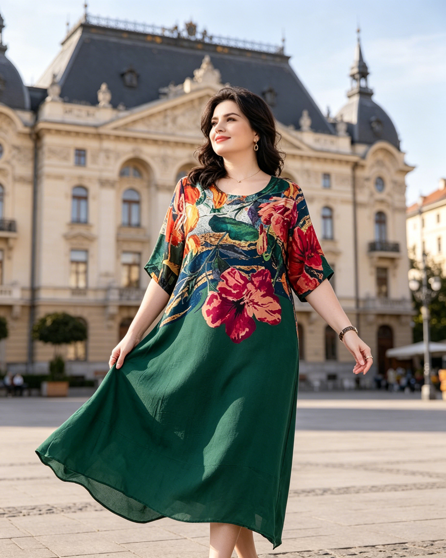 👗Elegantiškos gėlėtos suknelės moterims dideliais dydžiais-LT