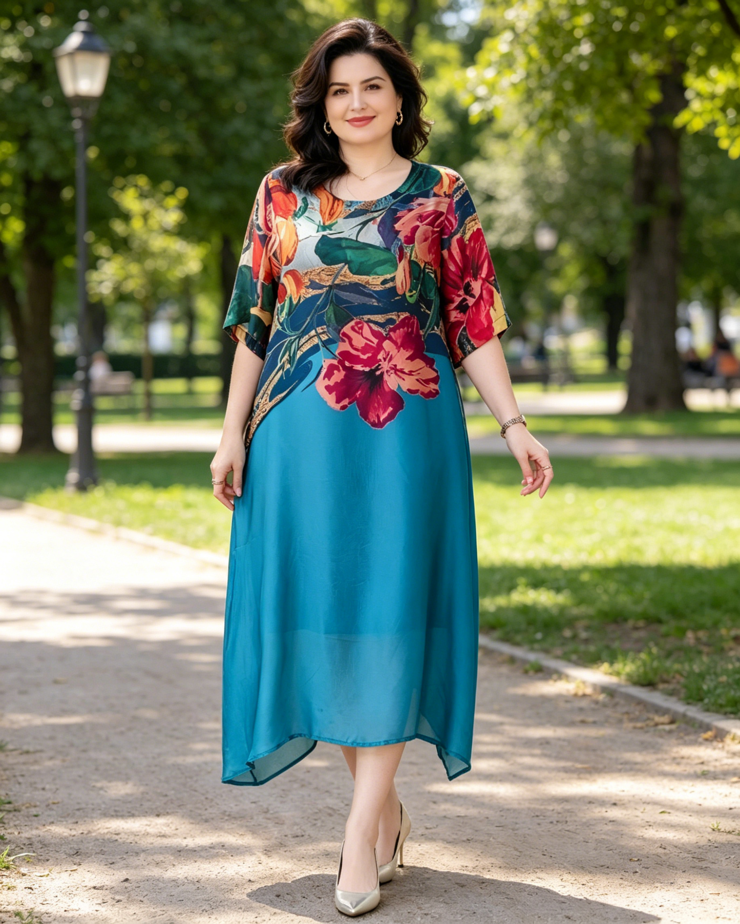 👗Elegantiškos gėlėtos suknelės moterims dideliais dydžiais-LT