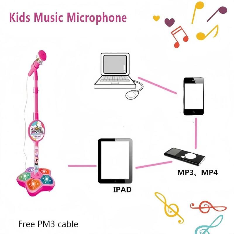 🎤 Igrača za karaoke mikrofon za otroke - lučke + raztegljivo držalo (70-90 cm) - popolno darilo za rojstni dan!🎁-SI