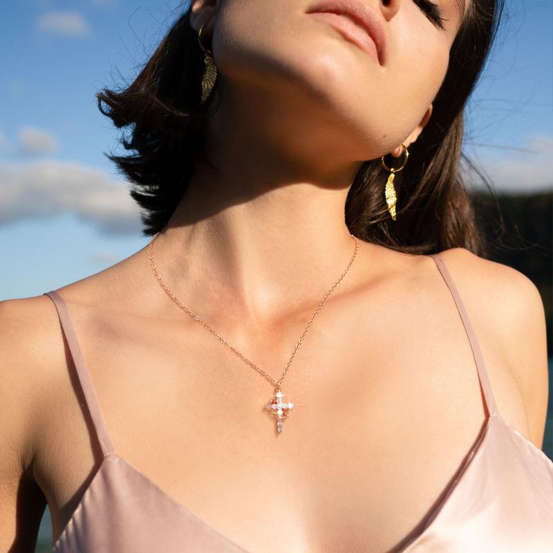Collar de fe con cruz de corona-ES