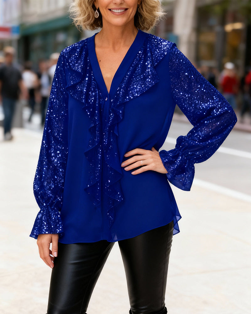 Enobarvne nabrane ohlapne bluze-SI