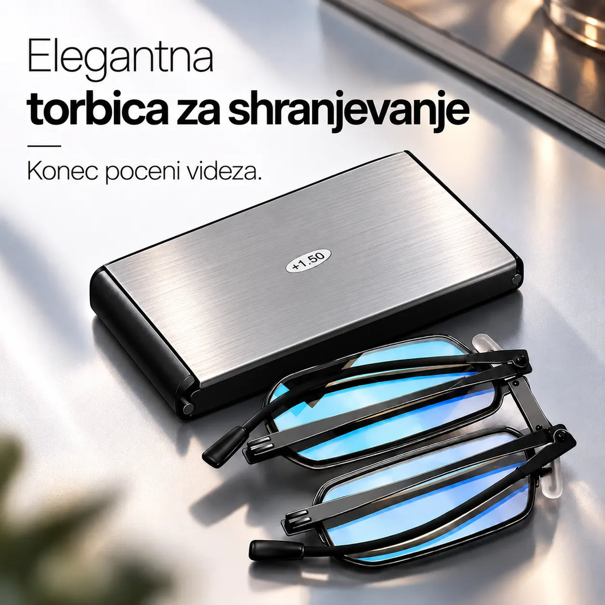Prenosna očala za branje z zaščito pred modro svetlobo, ki jih lahko pritrdite na telefon