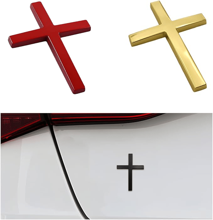 3D kovinska nalepka za avto s križem-SI