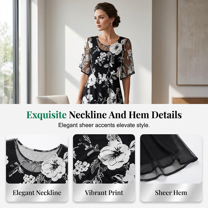 [S-3XL]🌸Elegantna ženska šifonska obleka s cvetličnim potiskom-SI