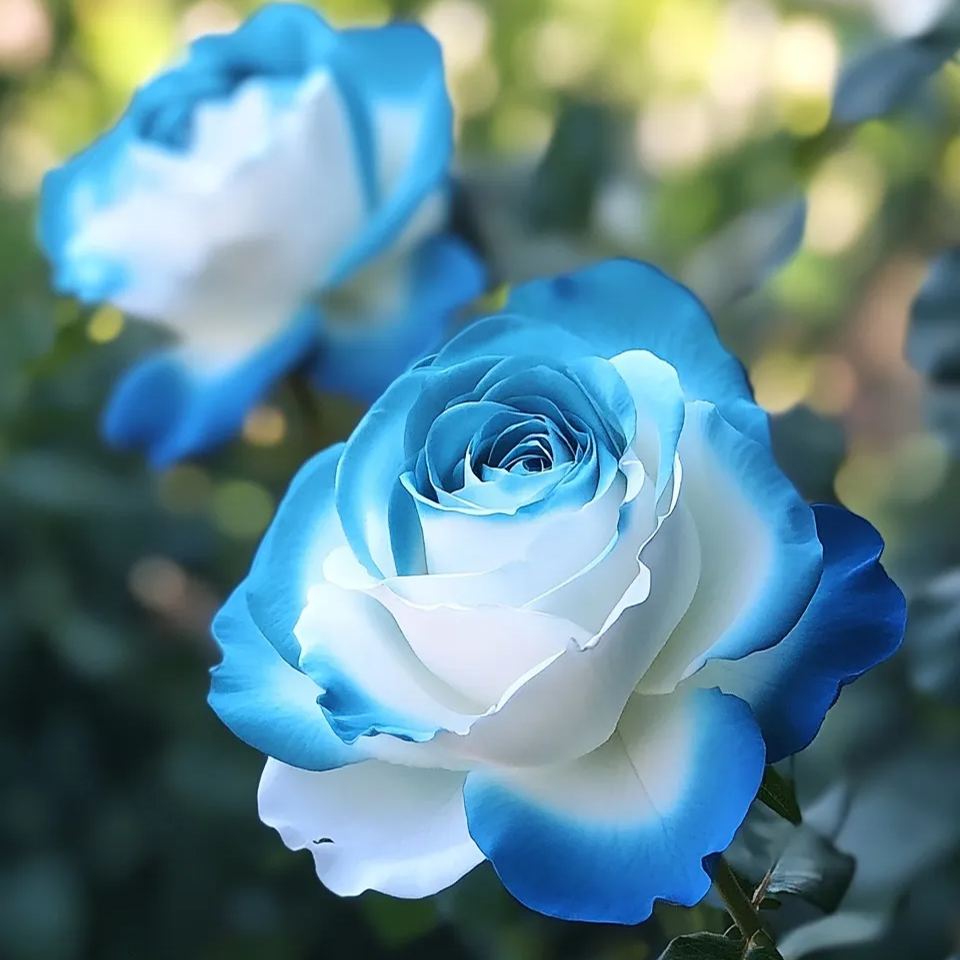 Rosa rara Blue Moon 🌌 y rosa de encaje multicolor 🌈🌹-ES