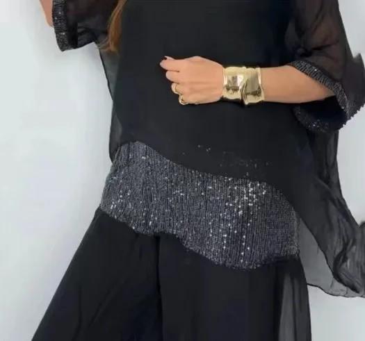 💟Top y pantalón midi con doble lentejuelas-ES