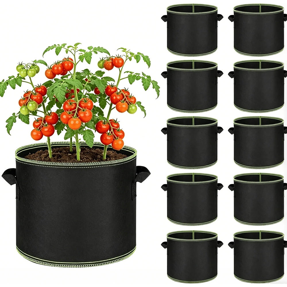 🌱 5 vnt. po 19 litrų (5 galonų) auginimo maišų pakuotė – patvarūs, kvėpuojantys medžiaginiai vazonai su rankenomis daržovėms, gėlėms ir vaisiams-LT