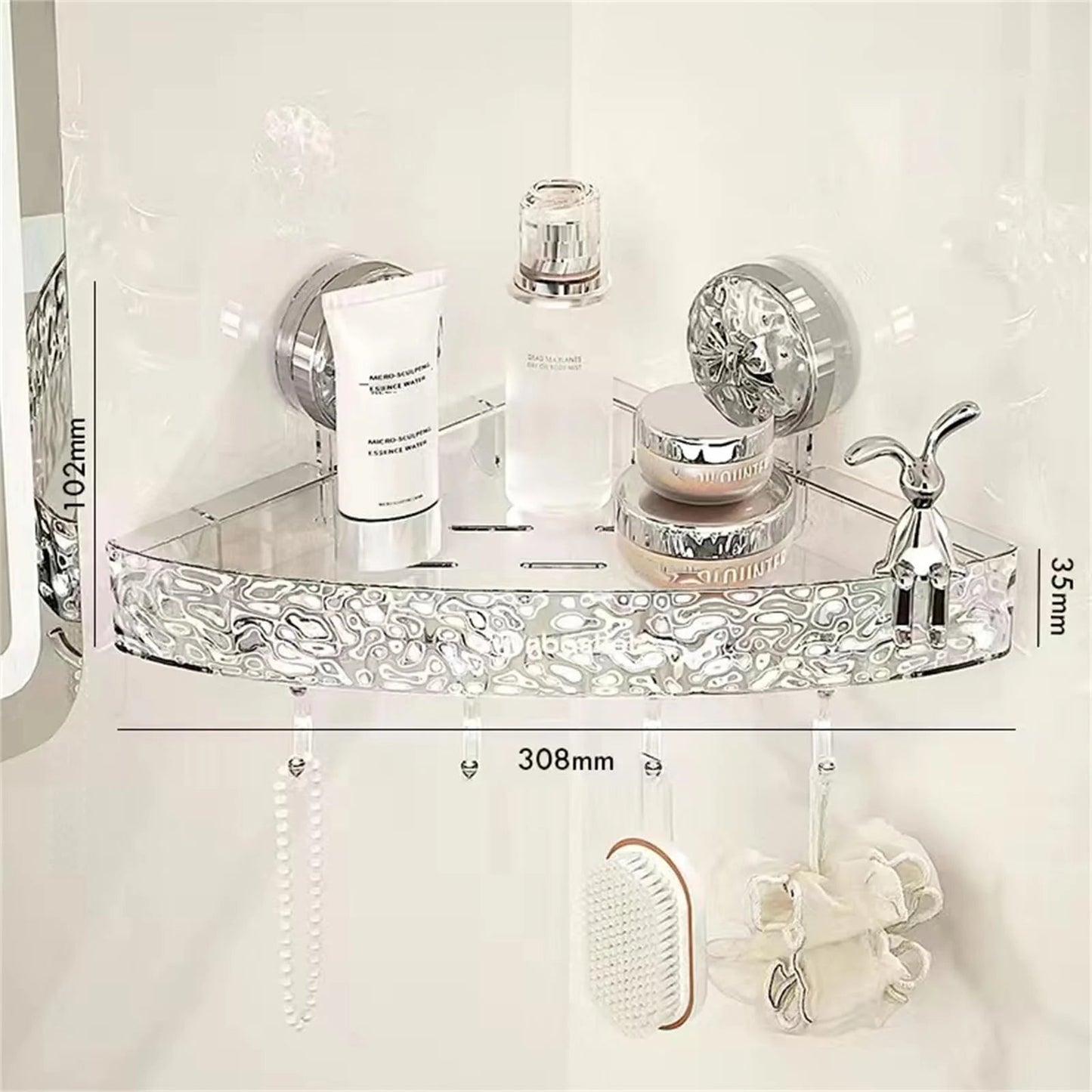 Organizador de pared transparente sin taladros: organizador triangular y rectangular multifuncional, extraíble y sin taladros.-ES