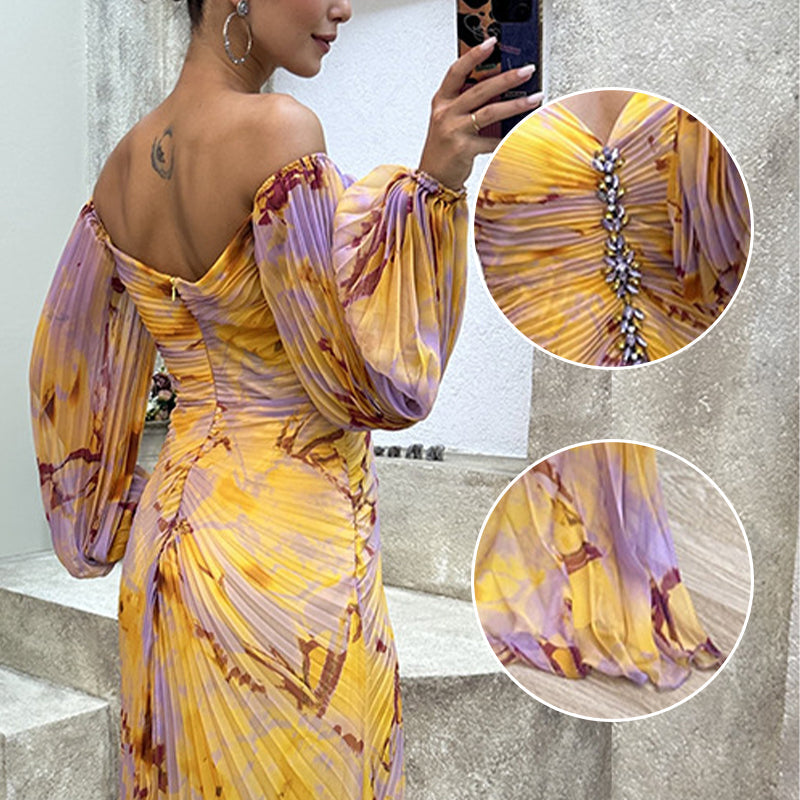 ✨【Mago Adelgazante】Vestido sin tirantes para mujer✨ | Atractivo diseño sin tirantes | Detalles plisados | Abertura recortada, mangas largas cómodas-ES