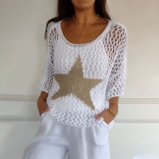 💥Top de cuello redondo de moda para mujer confeccionado en tejido de punto capri-ES