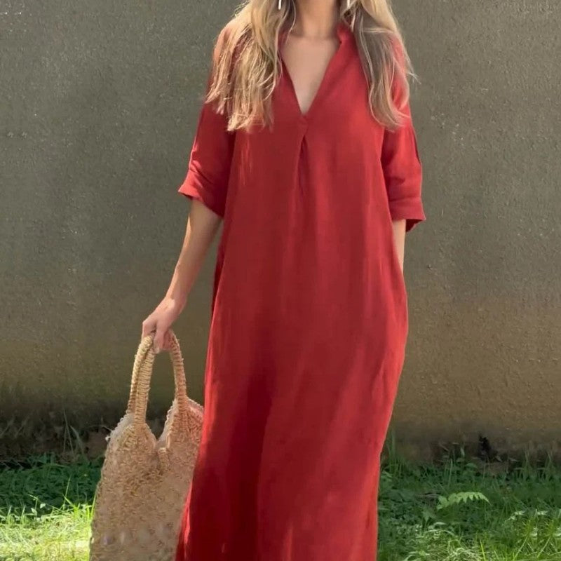 🌸Vasaras karstā izpārdošana🍃Eleganta kleita ar šķēluma izgriezumu