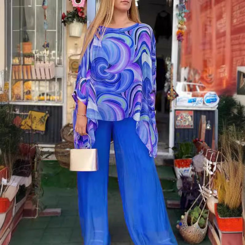 【🎊Elegante y con estilo】💞Conjunto de 2 piezas de gasa colorida para mujer para verano-ES