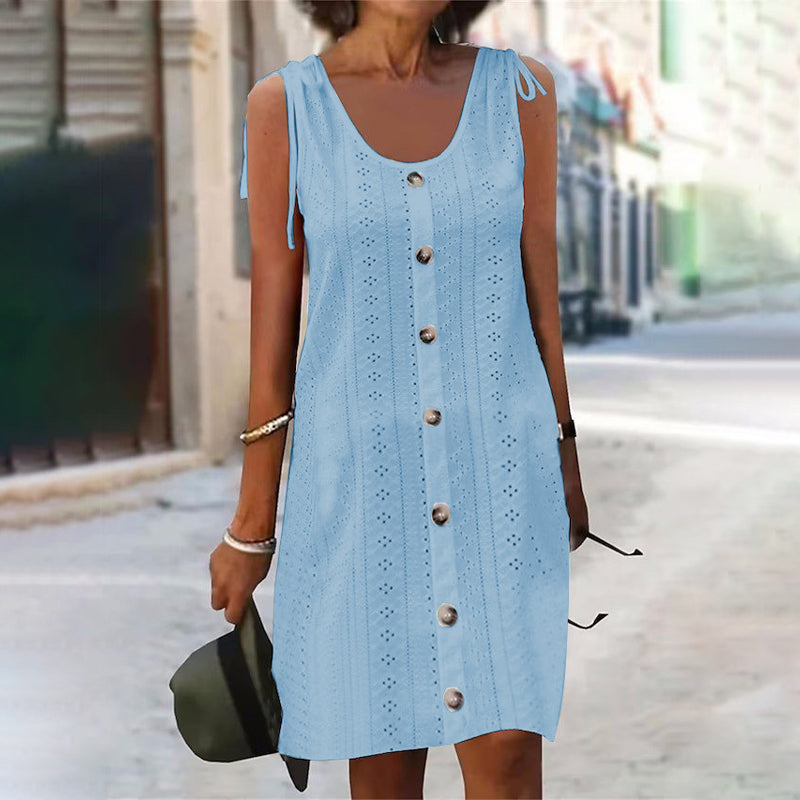 Vestido de punto sin mangas con escote en forma de U-ES