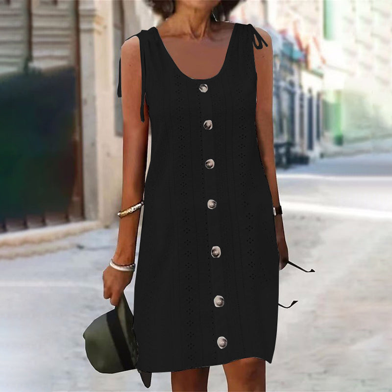 Vestido de punto sin mangas con escote en forma de U-ES