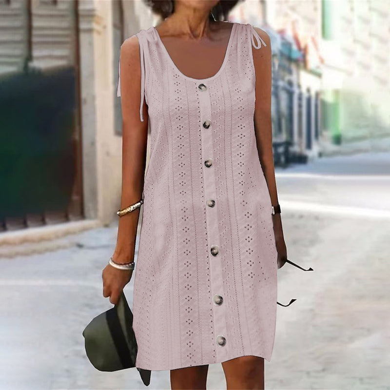 Vestido de punto sin mangas con escote en forma de U-ES