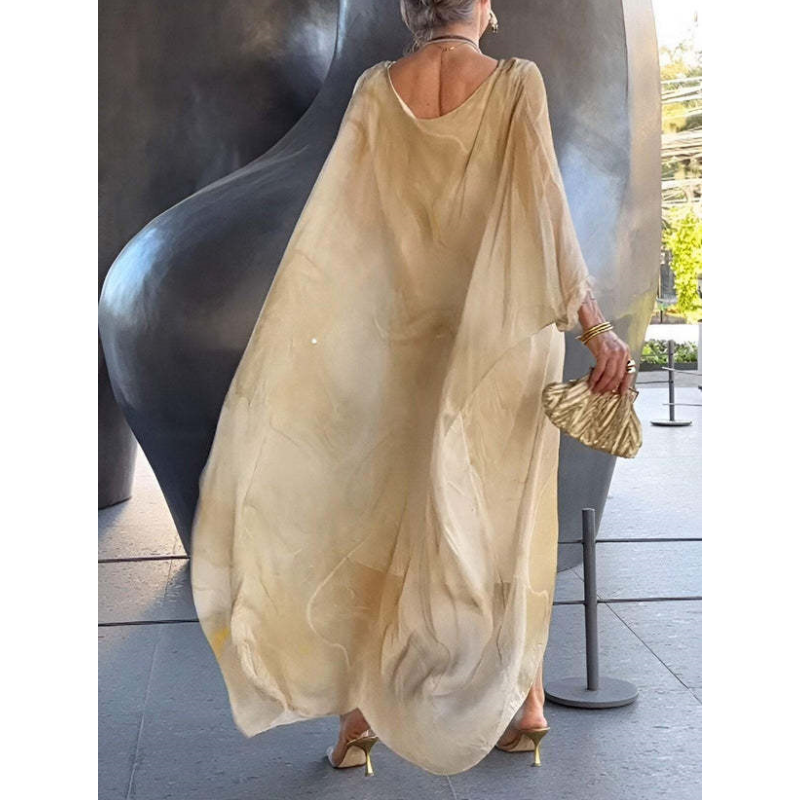 🔥Oferta especial🔥Elegante vestido de gasa con estampado de mármol-ES