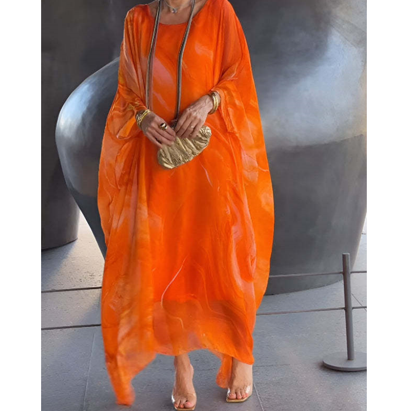 🔥Oferta especial🔥Elegante vestido de gasa con estampado de mármol-ES
