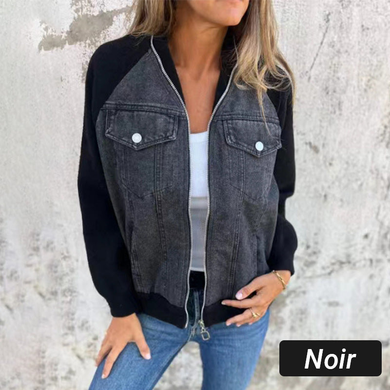 🔥Nova modna ženska jakna s kreativnim denim tkanjem-SI