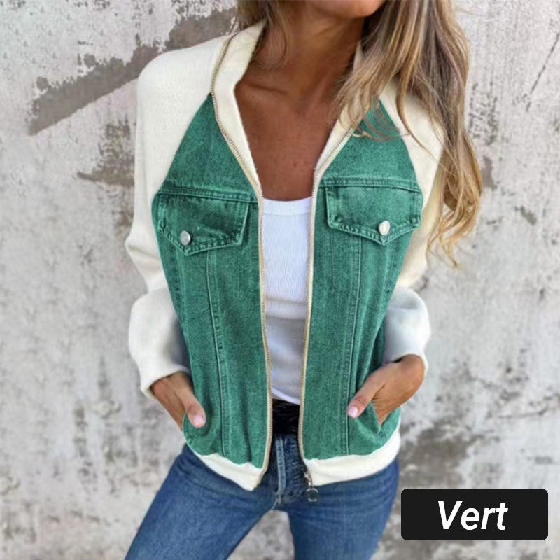 🔥Nova modna ženska jakna s kreativnim denim tkanjem-SI