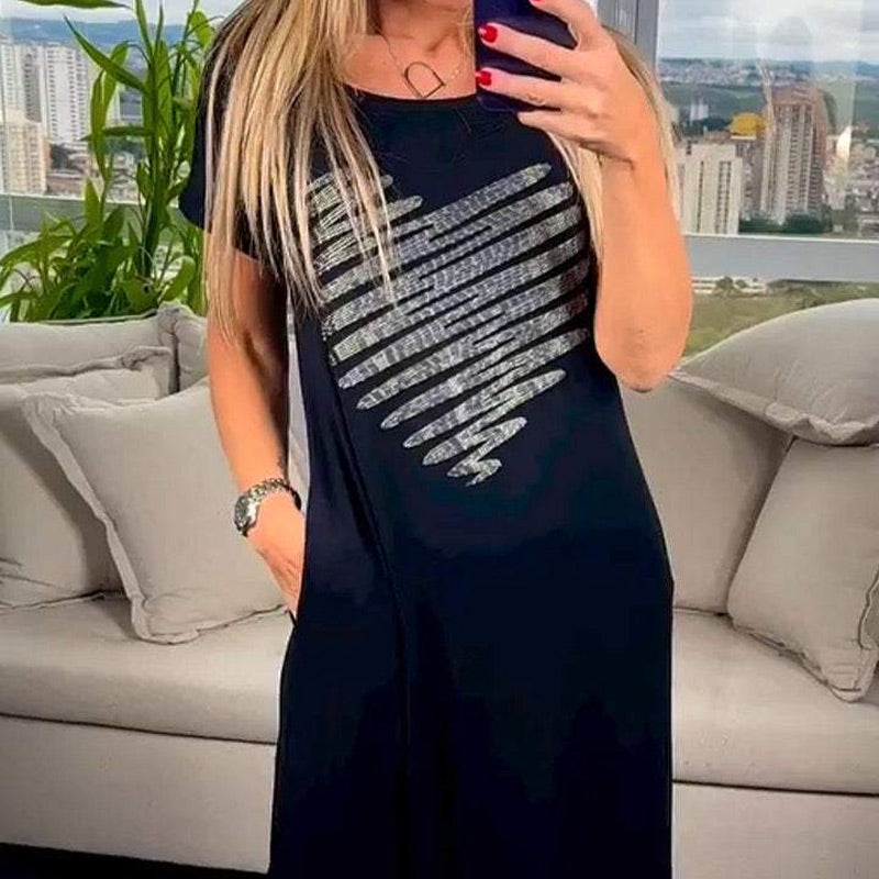 Vestido largo con aberturas en los laterales.-ES