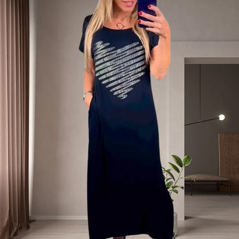 Vestido largo con aberturas en los laterales.-ES