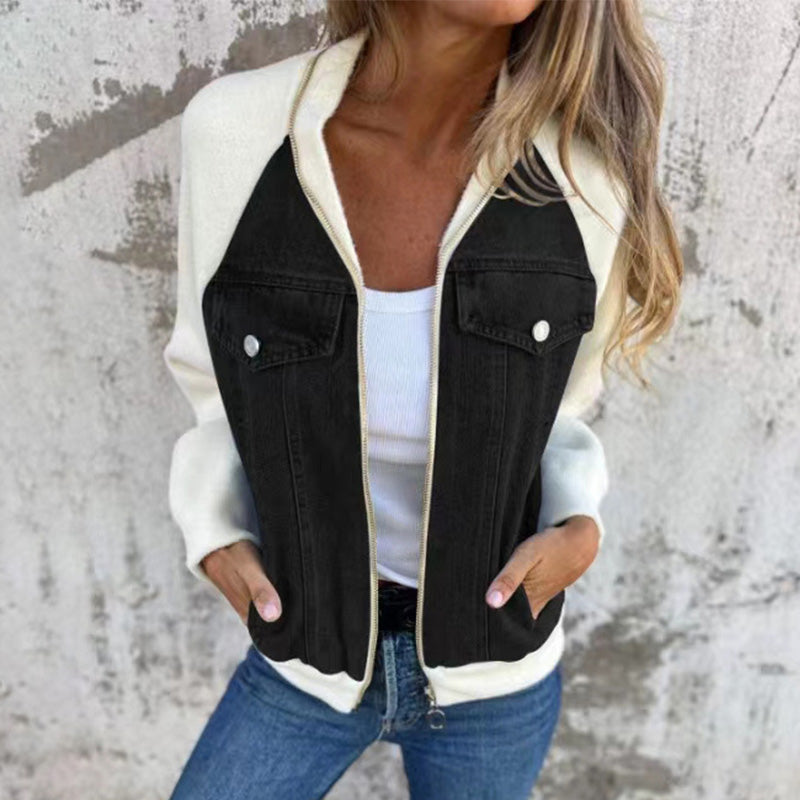 🔥Nova modna ženska jakna s kreativnim denim tkanjem-SI