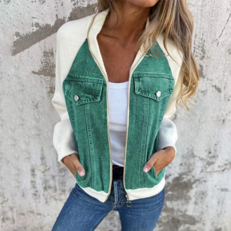 🔥Nova modna ženska jakna s kreativnim denim tkanjem-SI