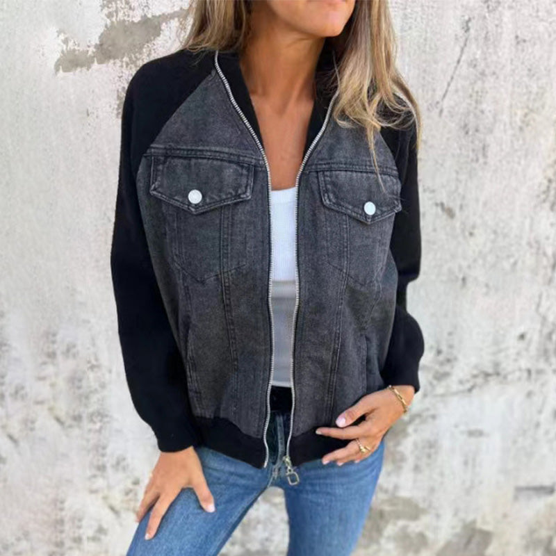 🔥Nova modna ženska jakna s kreativnim denim tkanjem-SI