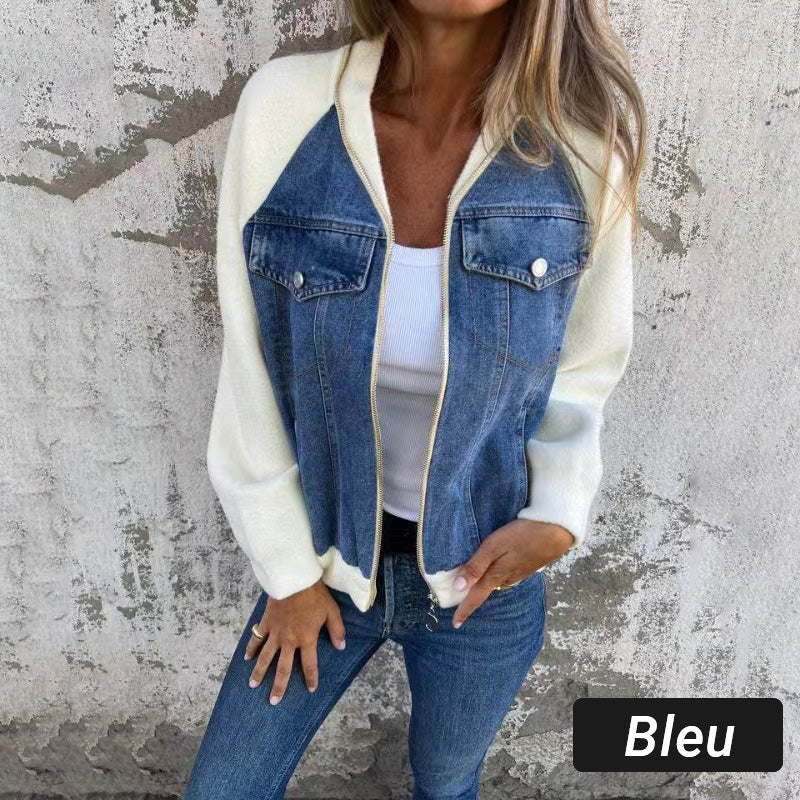 🔥Nova modna ženska jakna s kreativnim denim tkanjem-SI