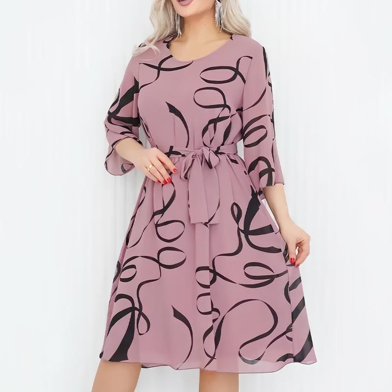🌸Elegantiška laisva midi suknelė surakintomis rankovėmis-LT