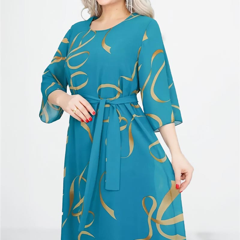 🌸Elegantiška laisva midi suknelė surakintomis rankovėmis-LT