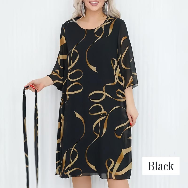 🌸Elegantiška laisva midi suknelė surakintomis rankovėmis-LT