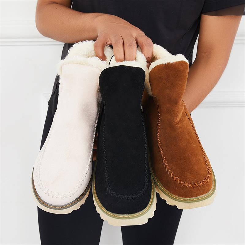 Botas de nieve clásicas hasta el tobillo para mujer con suela antideslizante-ES