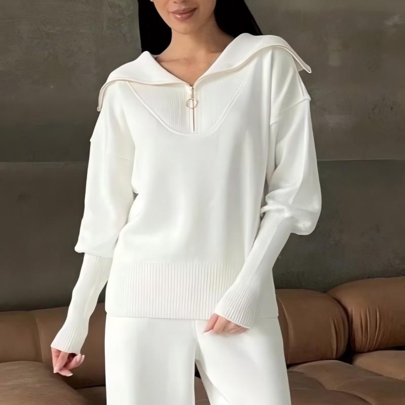 ✨Conjunto de 2 piezas - Conjunto casual deportivo para mujer ✨- Blusa con media cremallera y solapas y chándal a juego-ES