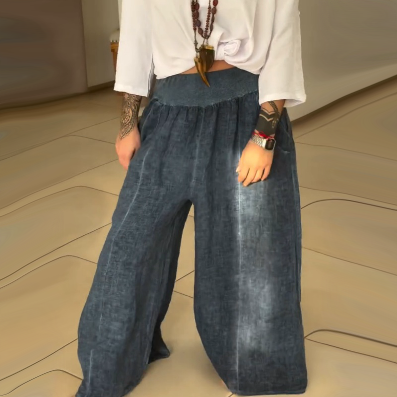 ✨Pantalón ancho elástico para mujer con bolsillos-ES